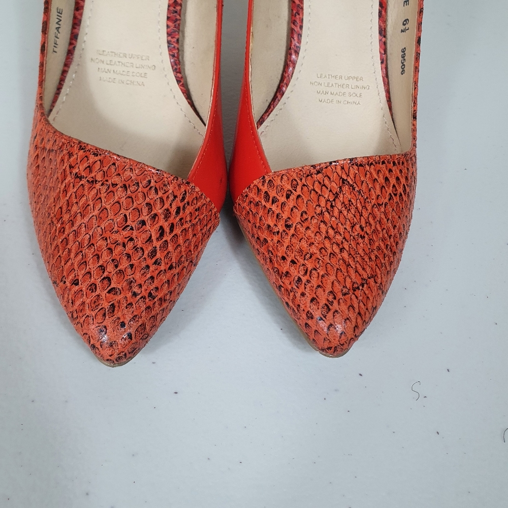 Diana Ferrari pumps heels Tiffanie orange Animal Print Patent Leather Size 6.5 - Picture 7 of 7